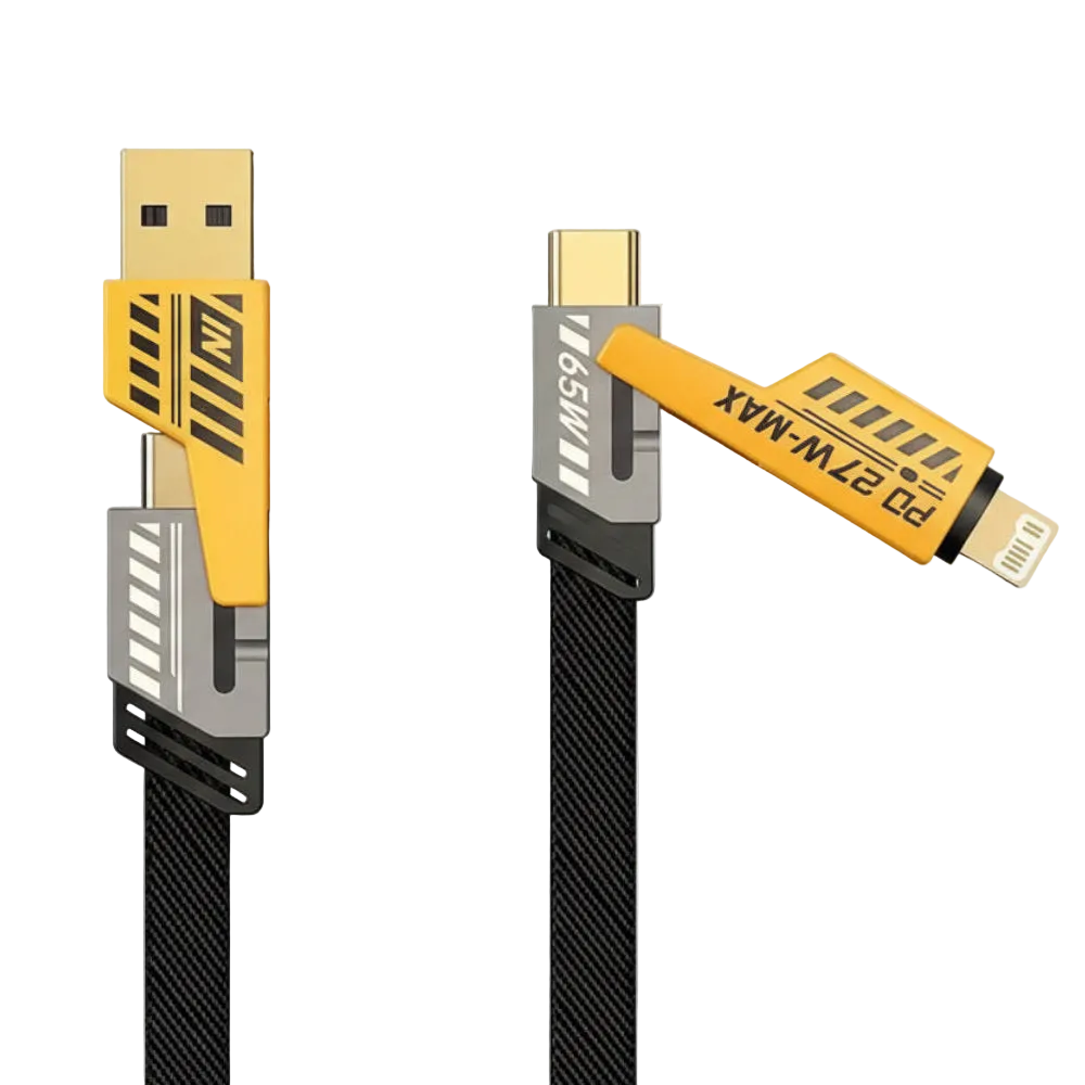 4-in-1 Fast Charging Cable USB Type C PD 65W/27W for iPhone Samsung Xiaomi - Armor Nylon Braided Durable Data Cord