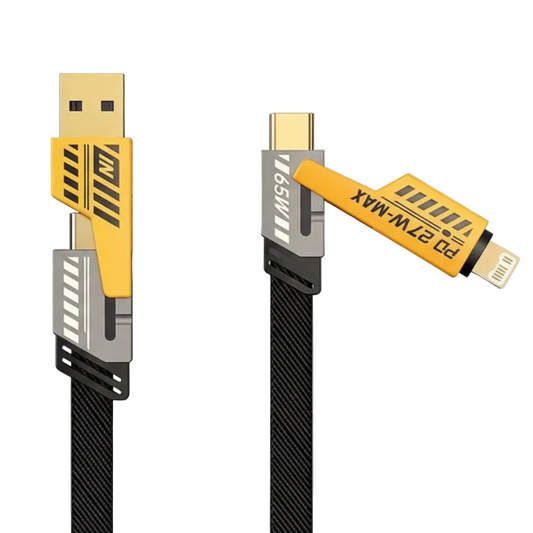 4-in-1 Fast Charging Cable USB Type C PD 65W/27W for iPhone Samsung Xiaomi - Armor Nylon Braided Durable Data Cord